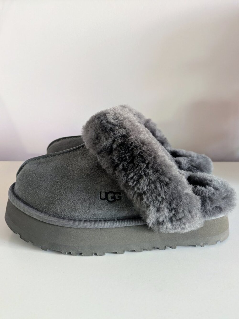 NWOT UGG Disquette Platform Slipper Charcoal Grey - Size 6 - Picture 6 of 11